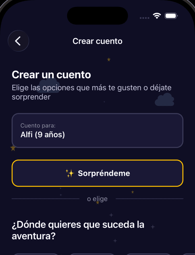 Captura de la app Suenia